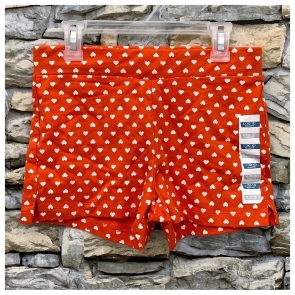Old Navy Girls Red White Hearts Polka Dots Sailor Shorts New Tag Large 10/12